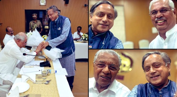 കോണ്‍ഗ്രസിന് ആശങ്കക്കു വഴിയൊരുക്കി ശശി തരൂര്‍ വീണ്ടും; ഗവര്‍ണറെയും മുഖ്യമന്ത്രിയെയും പ്രശംശിച്ചുകൊണ്ട് സെല്‍ഫി